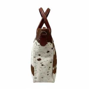 Sac fourre-tout en cuir véritable OEM avec poils, pour femme, en cuir de vachette de luxe, avec broderie et fermeture éclair, portable LHTB-0116 - Product Image 4