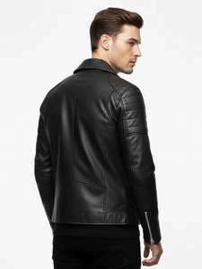 Chaqueta de Motociclista de Cuero Negra para Hombre - Product Image 2