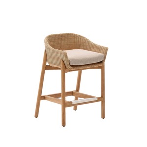 Chaise de bar contemporaine en bois massif avec assise et dossier en rotin naturel – Mobilier élégant pour restaurant, café, hôtel - Product Image 1