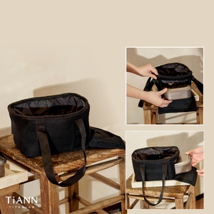 Sac à bento TiANN à ouverture latérale |   Sac isotherme à double ouverture, pliable, résistant à l'eau et durable pour la préparation des repas japonais - Product Image 1