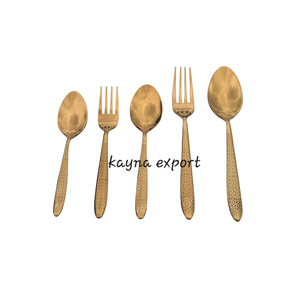 Ensemble de couverts en acier inoxydable plaqué or, poli miroir, manche court, passe au lave-vaisselle, design moderne, pour occasions spéciales - Product Image 6