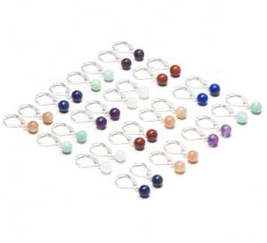 Pendientes de Piedras Preciosas Naturales Surtidas de 6 mm, Bonitos Pendientes Hechos a Mano con Baño de Plata para Fiesta, Joyería al por Mayor, Multicristales para Mujer, Mejor Precio - Product Image 1