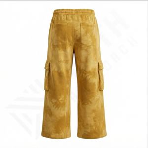 Personalizado de doble cintura de carga Streetwear pantalones de chándal sueltos pesados holgados peso pesado ácido lavado Vintage Flare sudor pantalones apilados hombres - Product Image 3