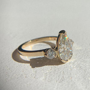 Anillo de Compromiso/Boda Vintage de Oro Amarillo de 14k con Diamante Cultivado en Laboratorio IGI/GIA, Unisex, Oro Blanco Fino para Aniversario, Ideal para Fiestas - Product Image 2