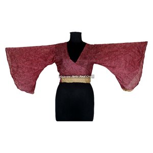 Robe d'été décontractée en soie multicolore avec manches courtes évasées, style sari, idéale pour la plage - Product Image 2