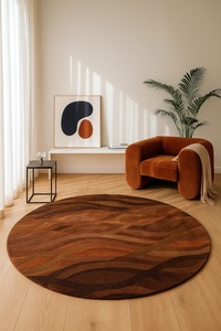 Custom Handmade Wool Rug Abstract Modern brown Geometric Area <b>Carpet</b> for Living Room Wholesale India Made - Product Image 2