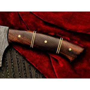 Cuchillo de Chef Burraq Hecho a Mano de Acero al Carbono de Grado Industrial, Multifuncional, con Patrón de Gota de Lluvia, Mango de Madera y Funda de Cuero - Product Image 3
