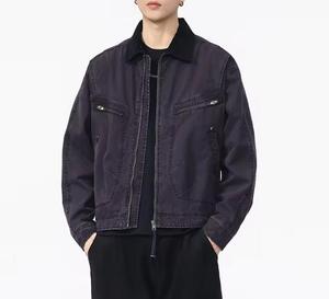Chaqueta Bomber Unisex de Mezclilla con Capucha, Lavada y Desgastada, Corte Ajustado Informal, Largo Regular, Cierre de Cremallera Frontal - Product Image 4
