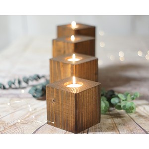 Juego de Portavelas de Madera de Pino Reciclada |   Artesanía Rústica al por Mayor |   Aqdus Saleem - Product Image 4