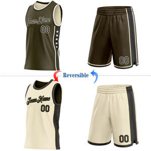 Ensemble d'uniformes de basketball réversibles au design le plus récent, maillot et short en mesh à séchage rapide, tenue d'entraînement personnalisée pour équipe, fournisseur en gros OEM/ODM - Product Image 2