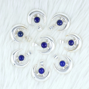 Trending Minimalist <b>Moon</b> Gemstone Pendant Bezel Setting Elegant Lapis Lazuli Silver Plated Jewelry Handmade Boho <b>Crystal</b> Charm - Product Image 2