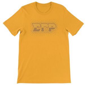Camiseta Sigma Gamma Rho Bling Burst para Mujer, Camiseta Dorada de Manga Corta con Pedrería Brillante, Top Gráfico Informal a la Moda, Prenda Personalizada - Product Image 1