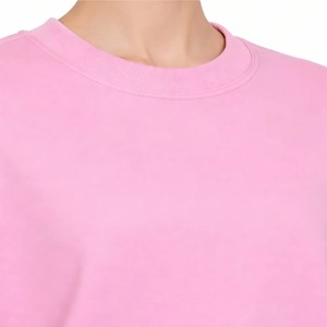 Women's Winter Pink Oversized Casual Pullover <b>Long</b> Sleeve Cotton Fleece <b>Sweatshirt</b> Front Logo Embroidery Quick Dry Breathable - Product Image 3