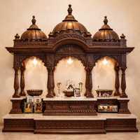 Grands meubles de rangement en teck poli foncé pour temple, Mandir de prière en bois de qualité supérieure pour la maison (USA)