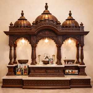 Large Size Teak Wood <b>Temple</b> with Storage Cabinets Big Dark Polished Pooja Mandir Customized Wooden <b>Home</b> Pooja Mandir Australia - Product Image 3