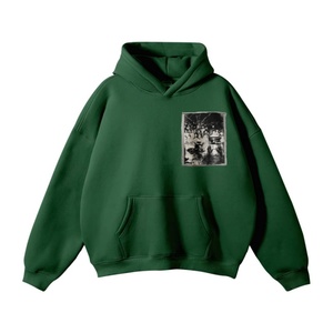 Sudadera con Capucha Extra Grande para Hombre, Color Verde, con Bolsillo Frontal Estampado, Informal, de Algodón French Terry, para Otoño - Product Image 2