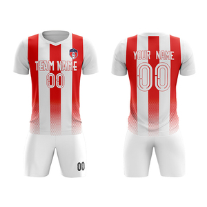 Vente en gros d'usine, ensemble de tenues de football de haute qualité, uniformes de football imprimés en sérigraphie, maillots personnalisés, 100% polyester - Product Image 3