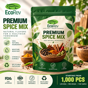 EcoRev Premium Spice Mix Stand <b>Pouch</b> Resealable Zipper Top Recyclable Food Grade BOPP/VMCPP Laminated Packaging ECO64 Model Made - Product Image 5