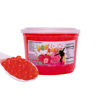 Topverkoop Pinshan Merk Gemaakt in Taiwan Bubble Tea Ingrediënten Transparante Roze Plastic Bak Fruit Smaak Popping Boba 950g 8