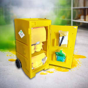 Kit Portátil de 100L para Derrames Químicos, Suministro de Fábrica, Set Absorbente Móvil de 25 Galones para Materiales Peligrosos con Carro con Ruedas Resistente para Fugas de Líquidos - Product Image 3