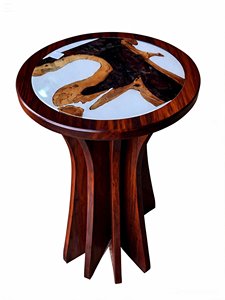 Mesa Auxiliar Moderna y Clásica de Resina y Madera con Tapa Elevable, Diseño Original, Duradera, para Sala de Estar o Dormitorio, en Oferta - Product Image 5