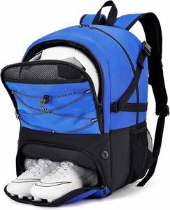 Multi-Soccer & Basketball Gear Bag Red 600D Backpack with Ball <b>Holder</b> <b>Shoe</b> Compartment 17x12.3x8IN - Product Image 2