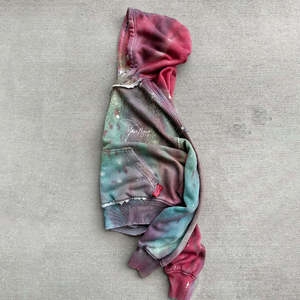 Sudadera con capucha y cremallera con pedrería Galaxy Wash para hombre y mujer, azul acuático multicolor, oversize, brillante, estilo urbano, chaqueta HD 2026 - Product Image 3