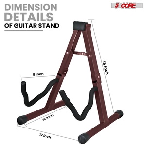 Support de guitare en forme de A à 5 brins avec bras en mousse souple et base antidérapante en caoutchouc pour guitare acoustique, électrique, basse et ukulélé - Product Image 4