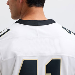 Maillot de football américain blanc numéro 41, col en V, manches courtes, coupe classique pour homme, en maille polyester anti-humidité, personnalisable sur le devant, taille plus - Product Image 6