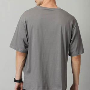 T-shirt gris surdimensionné pour homme avec imprimé lettres, manches courtes, col rond, jersey décontracté en coton respirant - Product Image 6