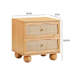 Contemporary Design <b>Rattan</b> Nightstand with 2 <b>Drawers</b> for Bedroom Furniture and Home Decoration - Product Image 6