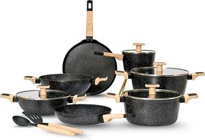 Olla Profunda Antiadherente de Alta Resistencia con Tapa de Vidrio y Mango de Madera, Olla de Cocina Profunda de Aluminio para Cocina de Inducción - Product Image 5