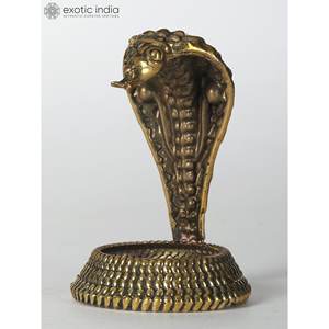 Escultura de serpiente Kundalini elegante de 3 pulgadas en latón pequeño ídolo elegante para decoración del hogar y Templo hecho en La India - Product Image 2