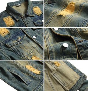 Blouson en jean premium pour homme, délavé vintage, en coton, boutonné, style streetwear décontracté, vêtement d'extérieur, personnalisable OEM ODM, vente en gros - Product Image 4