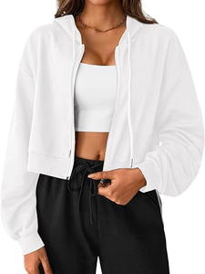 New Trending Custom Zipper <b>Up</b> Pink Color Women Hoodies Crop Top <b>Zip</b> <b>up</b> Hoodie Cotton Oversized Sexy <b>Cropped</b> Yoga Hoody 2026 - Product Image 5
