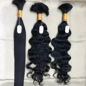 Prix de gros d'usine 100% faisceaux de cheveux indiens bruts en vrac cheveux humains vierges avec style de vague profonde lâche - Product Image 1