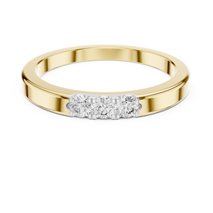 Anillo de Oro Amarillo de 18 Quilates con Tres Diamantes Redondos Cultivados en Laboratorio, Chapado en Rodio, para Uso Diario, Regalo Glamuroso de San Valentín para Mujer - Product Image 4