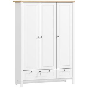 Armadio Bianco per Camera da Letto a 3 Ante con 2 Cassetti Chiudibili a Chiave, Asta Appendiabiti e Ripiani Portaoggetti, Design Salvaspazio - Product Image 1