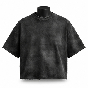 Camiseta de algodón pesado para hombre, estilo vintage, lavado ácido, desgastada, oversize, streetwear, venta al por mayor, OEM - Product Image 1