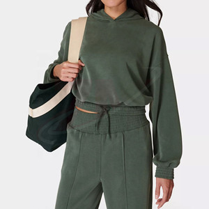 Sudadera con Capucha Corta para Mujer, Estilo Casual, Holgada, Tipo Pullover, Estilo Urbano, Top Corto, Chaqueta con Capucha, Mezcla de Algodón Suave - Product Image 3