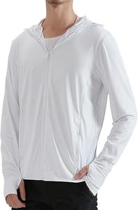 Sudadera con capucha blanca para hombre, con cremallera, manga larga, transpirable, de punto, informal, deportiva - Product Image 3