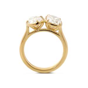 Bague de fiançailles Toi et Moi en or jaune 14 carats avec diamant de laboratoire de luxe 2,5 carats pour femme, certifiée IGI, taille coussin et ovale, duo - Product Image 4
