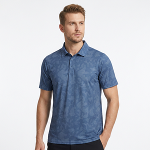 Polo de Manga Corta con Estampado de Camuflaje Azul para Hombre, de Secado Rápido, Estilo Casual de Punto - Product Image 4