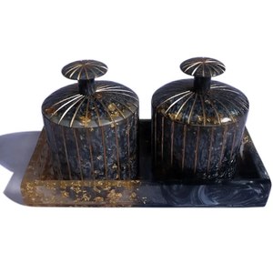 Bohemian Resin spice Storage Jars With lids cylinder containers For Wedding condiments storage Dry Fruits Vanity Tray - Product Image 1