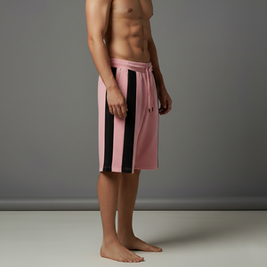 OEM 100% Cotton Men's short High Street Style 2 tone man Shorts 300GSM cotton fleece Fabric <b>Elastic</b> Waist Oversized man shorts - Product Image 3