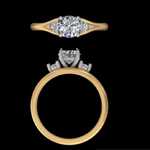 แหวนหมั้นเพชรทรงกลมสามเม็ด ประดับเพชรแล็บโกรว์ 0.93 กะรัต ตัวเรือนทองคำขาว 18k สำหรับผู้หญิง - Product Image 3