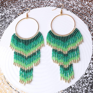 ต่างหูจี้ลูกปัดแก้วทำมือสำหรับผู้หญิง ต่างหูห้อยประดับลูกปัดแก้วโดย MD HANDICRAFTS - Product Image 2