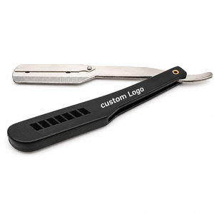 มีดโกนเหล็กดำคมตรงสำหรับผู้ชายมืออาชีพ พร้อมบริการสลักชื่อแบรนด์ - Product Image 5