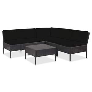 Ensemble de salon de jardin en polyrotin noir avec structure en acier thermolaqué, mobilier d'extérieur élégant - Product Image 1