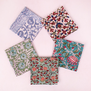 Lightweight Non-Woven Fabric Eco-Friendly <b>Tie</b> <b>Back</b> Boho Block Printed Square Bandana Scarf with Paisley Floral Design Breathable - Product Image 3